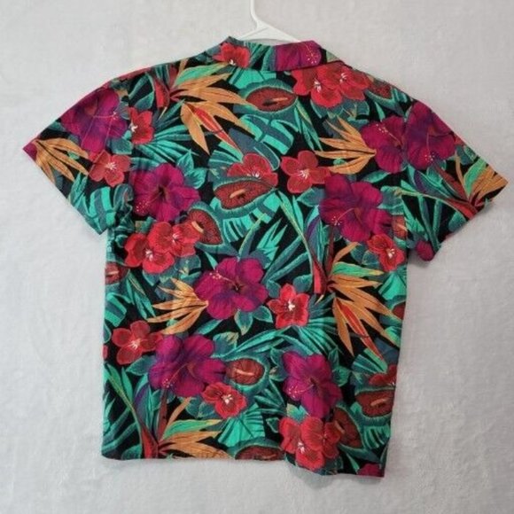 VTG Teddi Sport Women’s Hawaiian Floral Button Up Shirt LG Tropical Blouse 80’s - Picture 6 of 10
